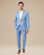 Men's two-piece suit with notched lapels and slim trousers