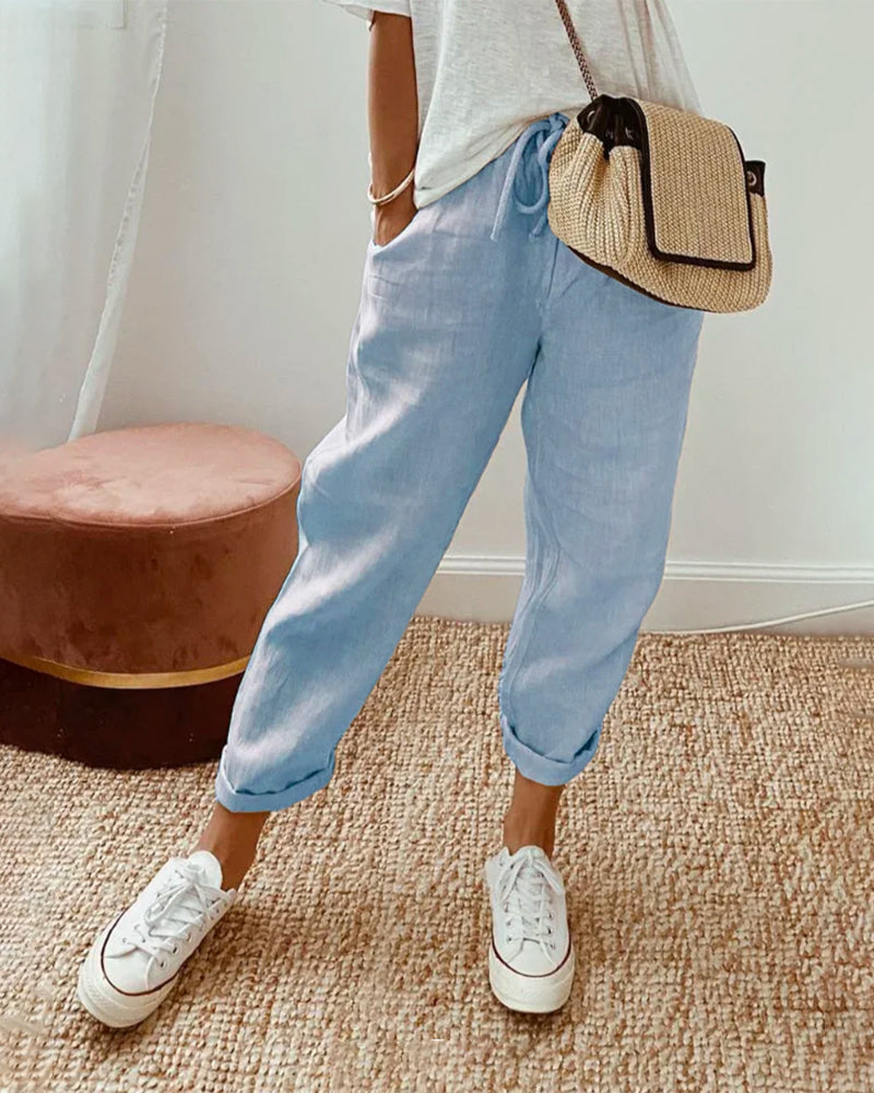 Louisa Linen Look Drawstring Trousers