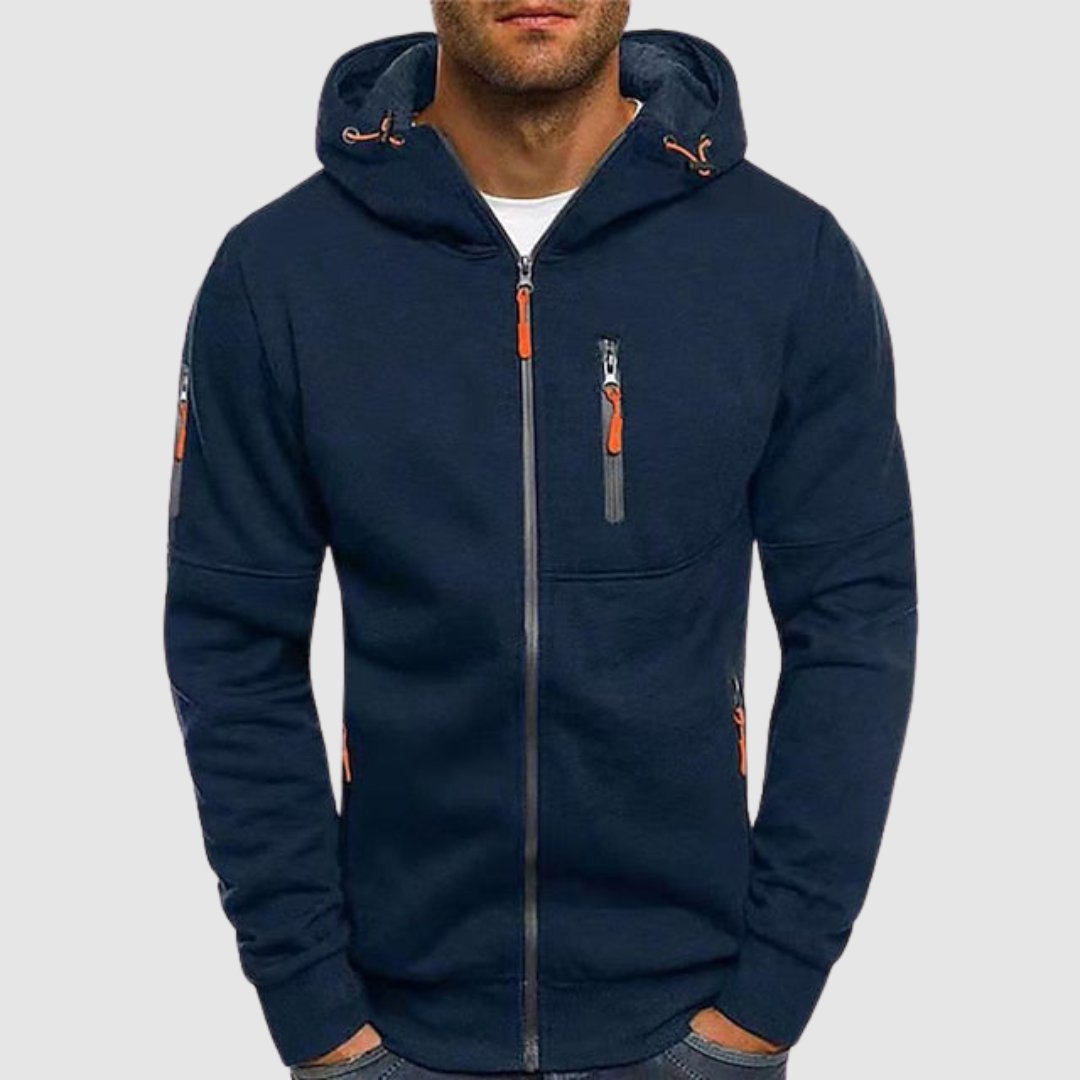 Men's hooded full-zip jacket with zipped pockets