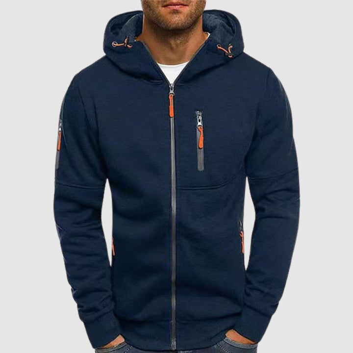 Men's hooded full-zip jacket with zipped pockets