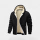 Men's hooded zip cardigan with contrasting sherpa-style lining
