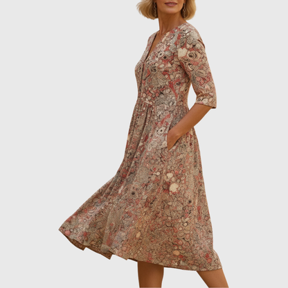 Antonia - Elegant V-Neck Midi Dress