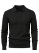 Men's textured polo sweater with long sleeves and ribbed trims