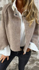 Women's textured cropped coat with long sleeves and snap front