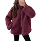 Women's textured teddy fleece zip-up coat with stand collar and front pockets