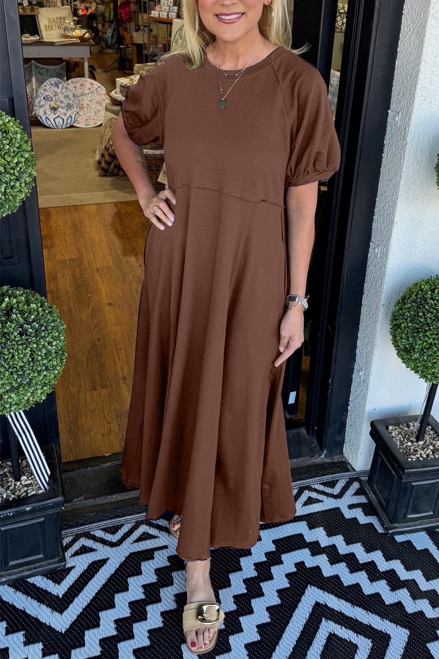 Alessia - Puff Sleeve Maxi Dress