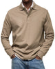 Men's long sleeve polo sweater with collar and button placket