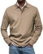 Men's long sleeve polo sweater with collar and button placket