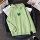 Women's hooded sweatshirt with butterfly chest print