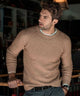 Men's long-sleeve crew neck knit sweater with ribbed trims