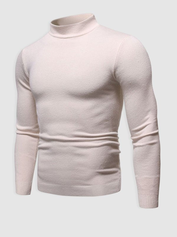 Men's slim fit long-sleeve turtleneck sweater with ribbed trims