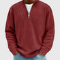 Men's ribbed quarter-zip mock neck sweater with long sleeves