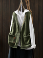 Women's textured knit vest with V-neck, buttons and patch pockets