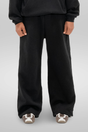 Men's black wide-leg sweatpants with elastic waistband and side pockets