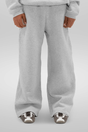 Men's heather grey wide-leg fleece sweatpants with full-length legs