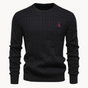 Men's cable knit sweater with crew neck and long sleeves