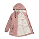 Women's hooded winter coat with contrasting lining and zip front