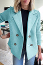 Women's double-breasted blazer with notched lapels and long ribbed sleeves
