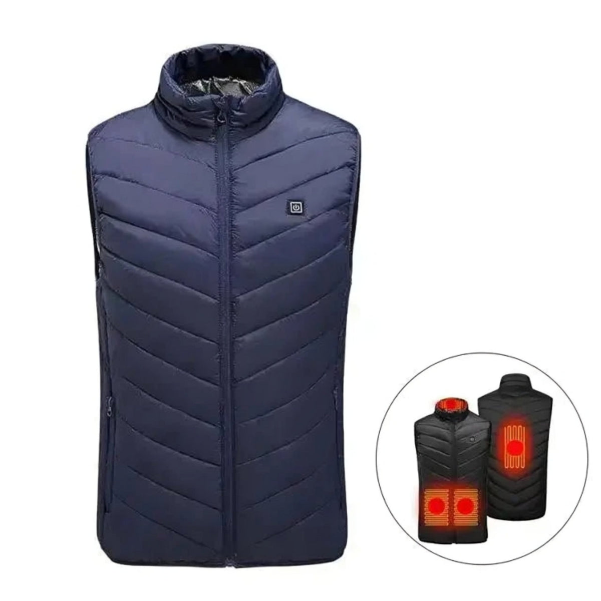 Men's sleeveless quilted puffer vest with raised collar and zip front