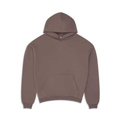 Women's brown hooded sweatshirt with long sleeves and front kangaroo pocket