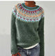 Women's grey Fair Isle pattern sweater with long sleeves