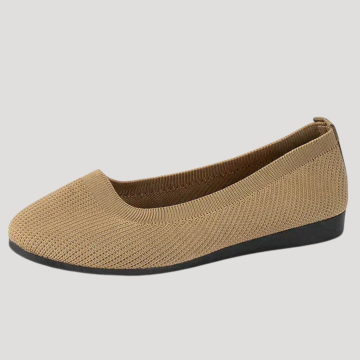 Women's knit flat shoes with rounded toes and flat soles