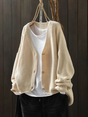 Women's textured knit cardigan with V-neck, button front and long sleeves