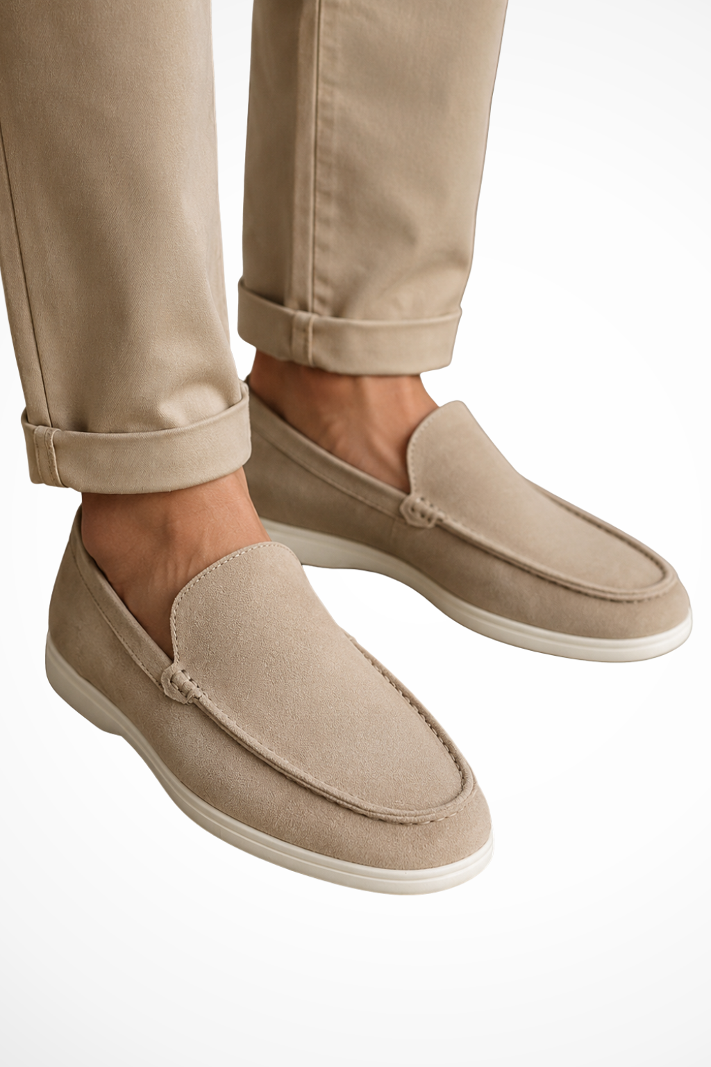 Men's slip-on loafers with moc toe stitching and low profile soles