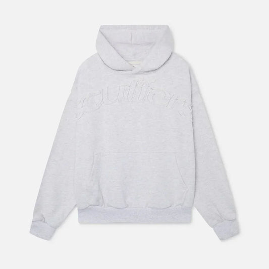 Women's hooded pullover hoodie with tonal chest lettering and kangaroo pocket