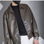 Men's zip front jacket with pointed collar and long sleeves