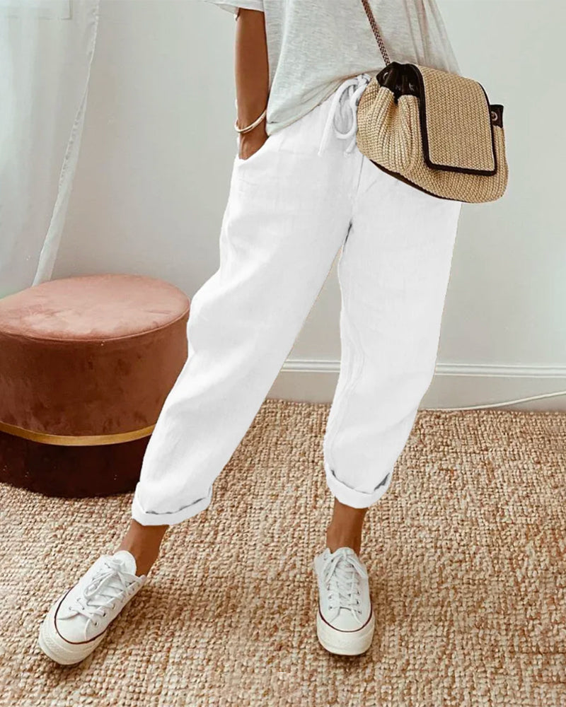 Louisa Linen Look Drawstring Trousers