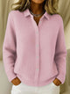 Women's textured button cardigan with collar and long sleeves