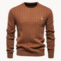 Men's cable knit sweater with crew neck and long sleeves