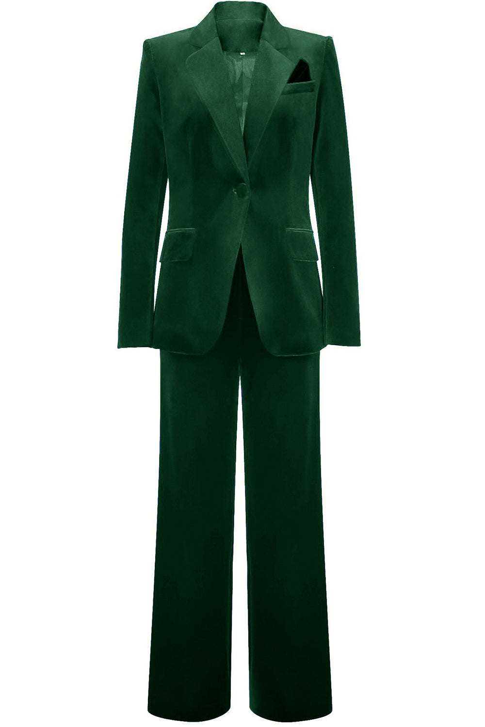 Women's velvet suit with single-button blazer and wide-leg trousers