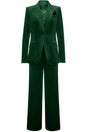 Women's velvet suit with single-button blazer and wide-leg trousers