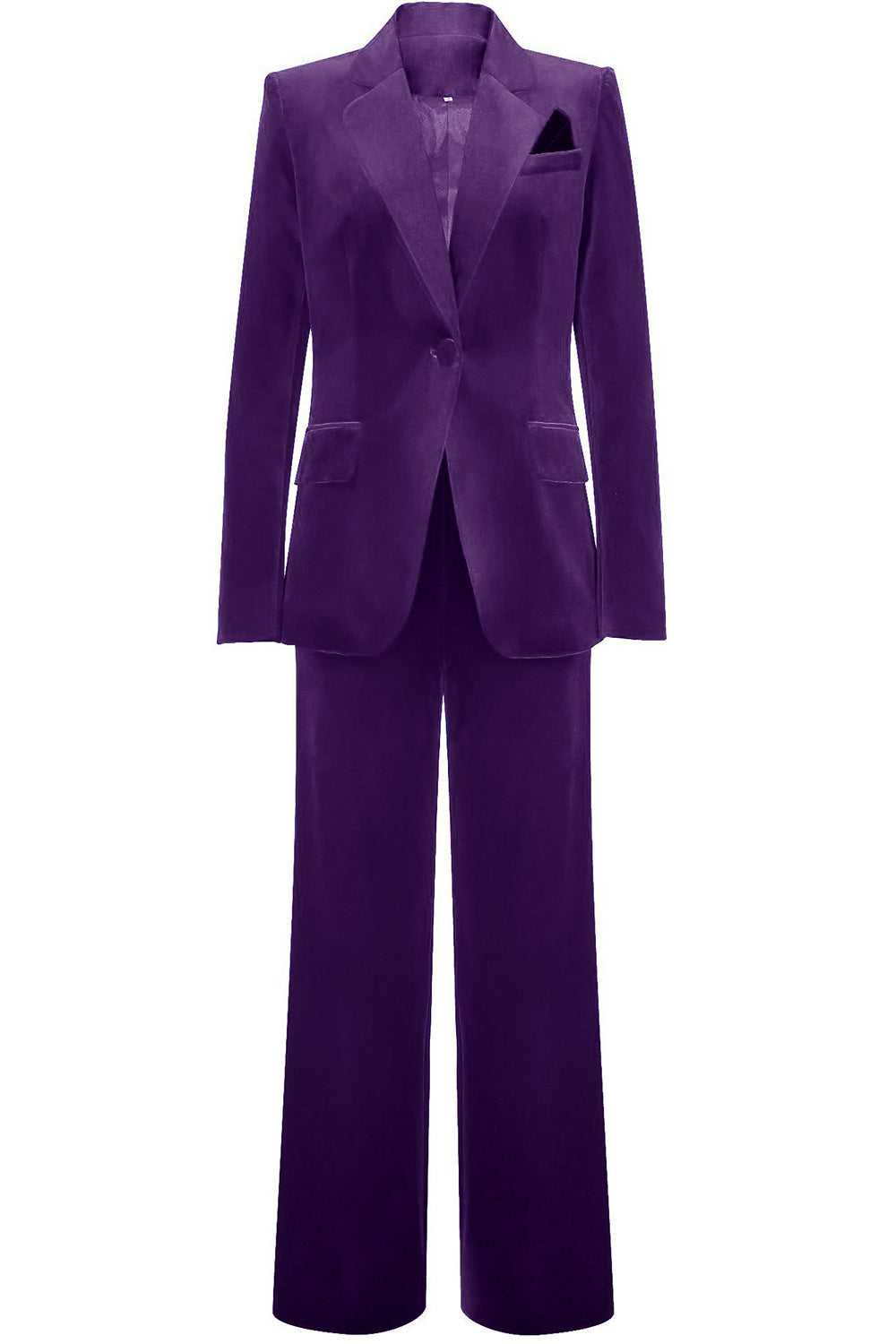 Women's velvet suit with single-button blazer and wide-leg trousers