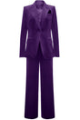 Women's velvet suit with single-button blazer and wide-leg trousers