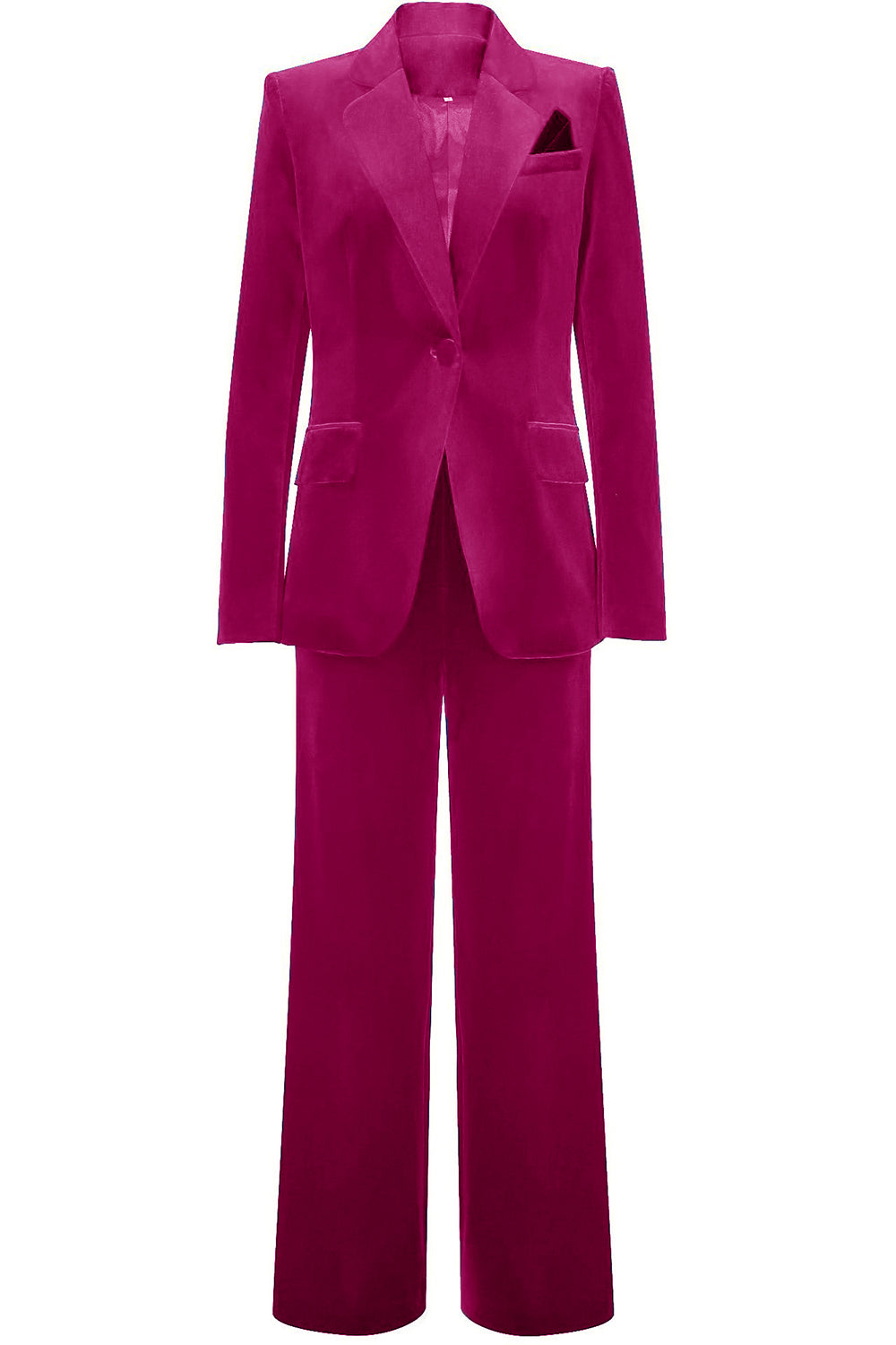 Women's velvet suit with single-button blazer and wide-leg trousers
