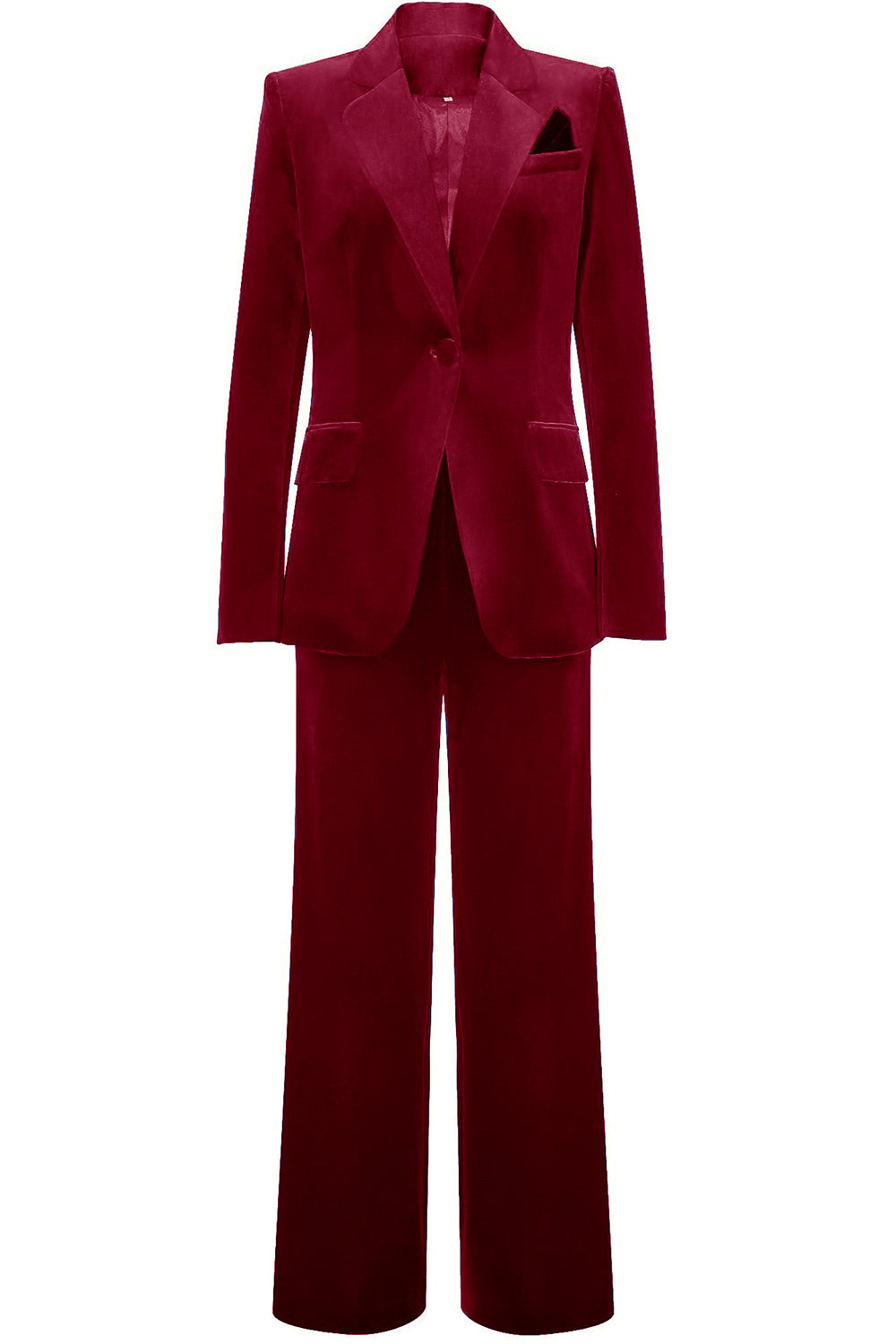 Women's velvet suit with single-button blazer and wide-leg trousers
