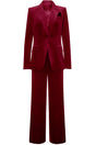 Women's velvet suit with single-button blazer and wide-leg trousers