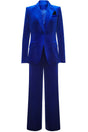 Women's velvet suit with single-button blazer and wide-leg trousers