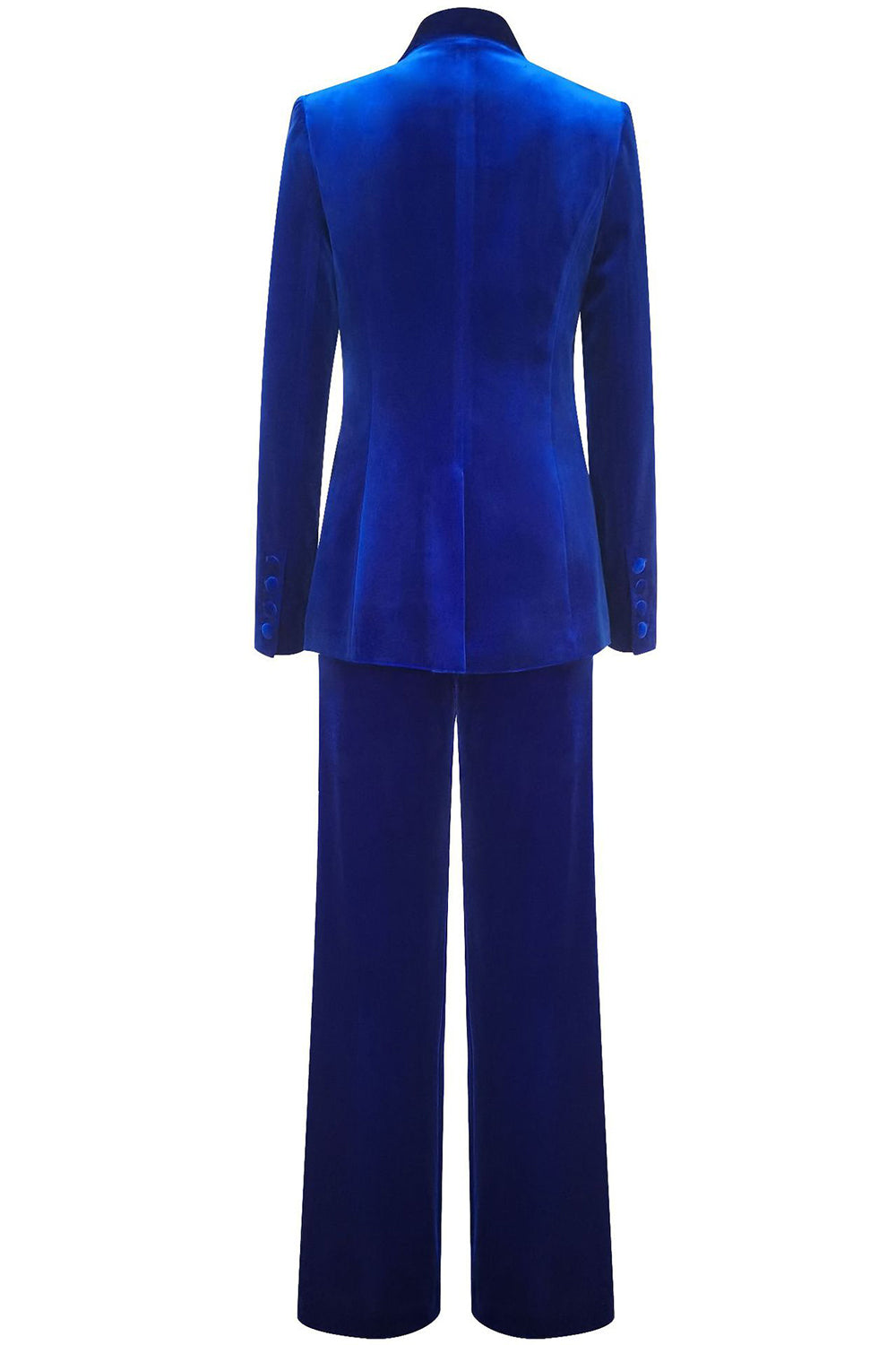 Women's velvet suit with single-button blazer and wide-leg trousers