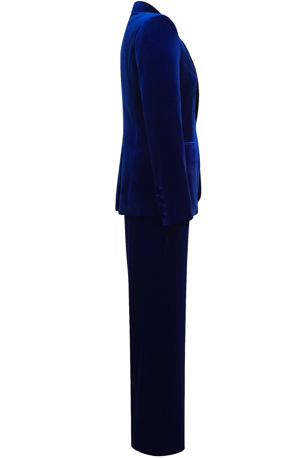 Women's velvet suit with single-button blazer and wide-leg trousers