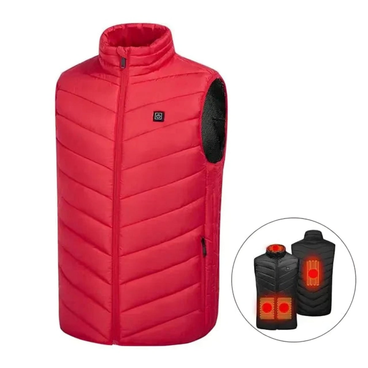Men's sleeveless quilted puffer vest with raised collar and zip front