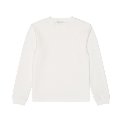 Men's white textured long sleeve crew neck T-shirt