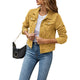 Women's relaxed denim jacket with button front and chest pockets