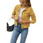 Women's relaxed denim jacket with button front and chest pockets