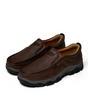 Men's casual moc toe loafers with stitched detailing and textured soles