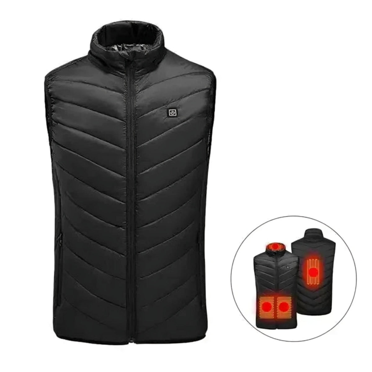 Men's sleeveless quilted puffer vest with raised collar and zip front