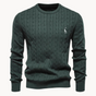 Men's cable knit sweater with crew neck and long sleeves